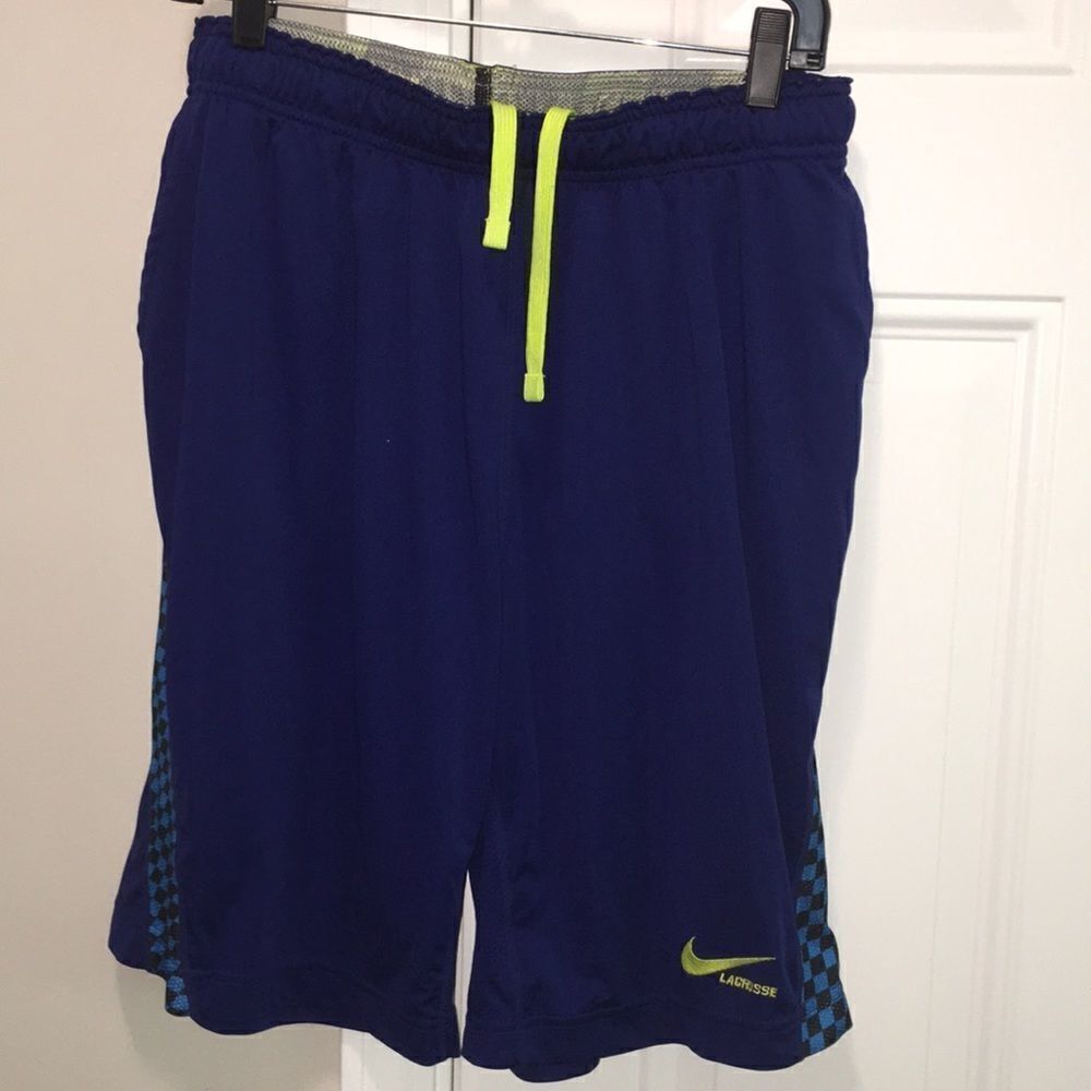 Killer Blue Neon print men’s Nike Lacrosse LAX training athletic shorts L